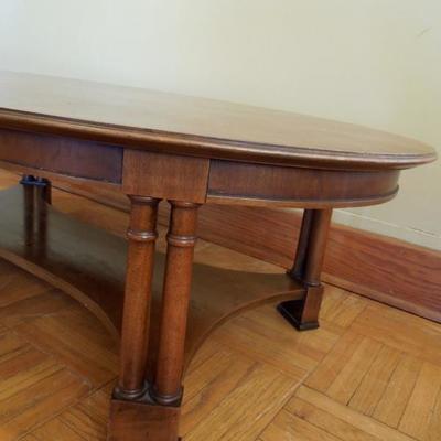 Lot 66  Wood Parkay Oval Coffe Table