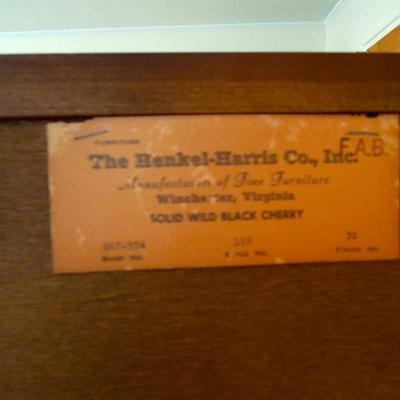 Lot 73 Vintage Henkel-Harris Black Cherry Highboy Dresser