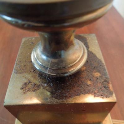 Lot 71 Pair of Tall Cambridge Onion Bulb Pedestal Lamps with Shades