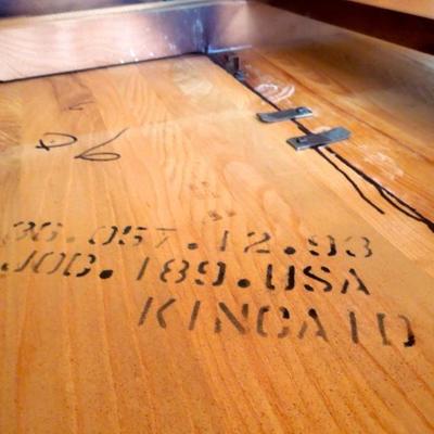 Lot 76 Vintage Kincaid 2 Leaf Oak Table with 8 Matching Chairs