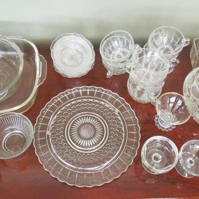Lot 49 Group of Vintage Cut, Pressed and Etched Glass Serving Pieces