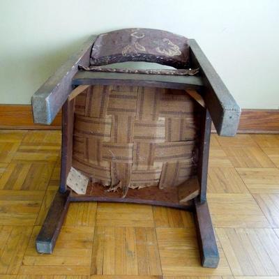 Lot 12 Antique Mission Carpetbag Upholstered Oak Arm Chair