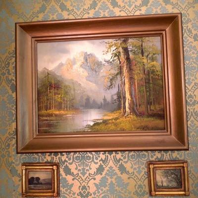 Lot 67 Group of Three Gold Framed Paintings.