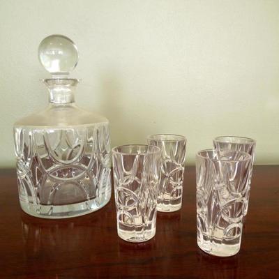 Lot 60 Ralph Lauren Glass Decanter with Four Shot Glasses