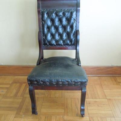 Lot 4 Antique Tufted Black Upholstered Sitting Chair