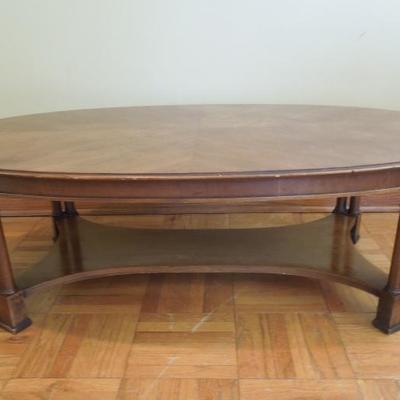 Lot 66  Wood Parkay Oval Coffe Table
