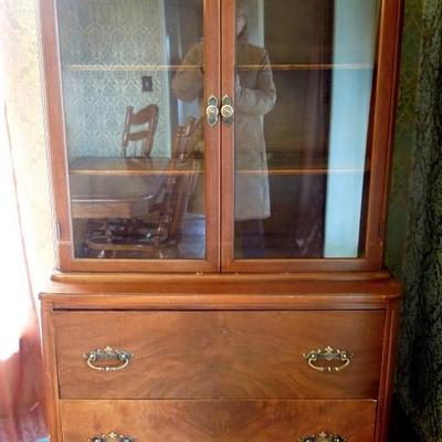 Lot 75  Antique Glassfront Waterfall China Cabinet