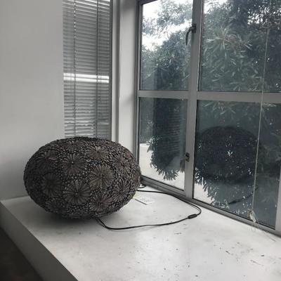 Handmade Round lamp with flower decor 