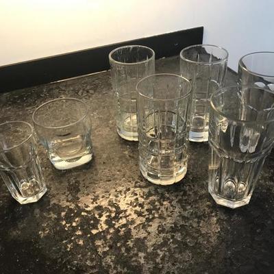7 different drink glasses 
