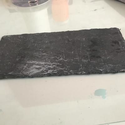 Serving dark grey slate tile cheese board platter