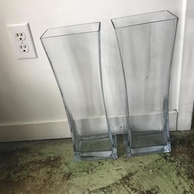 A Set Of 2 Long Glass Vases 