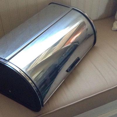 Brabantia Roll Top Bread Box - Matte Steel Fingerprint Proof with Black Sides