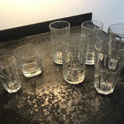 7 different drink glasses 