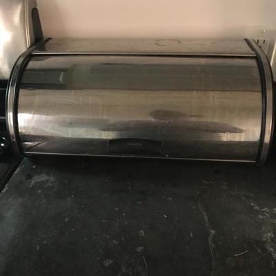 Brabantia Roll Top Bread Box - Matte Steel Fingerprint Proof with Black Sides