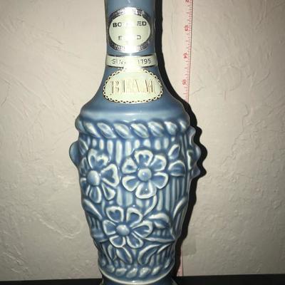 Jim Bean Bottle - Light blue with flowers