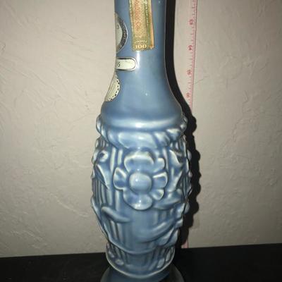 Jim Bean Bottle - Light blue with flowers
