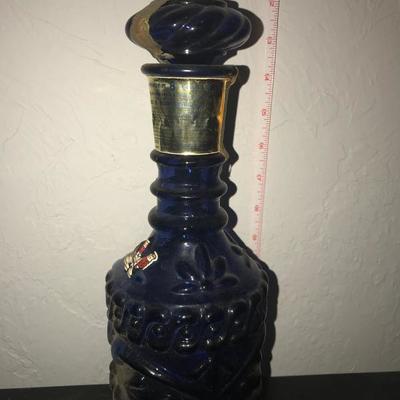 Jim Bean Bottle - Cobalt Blue Glass