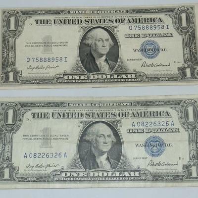 Lot of 2 One Dollar Silver Certificates - Lot 84
