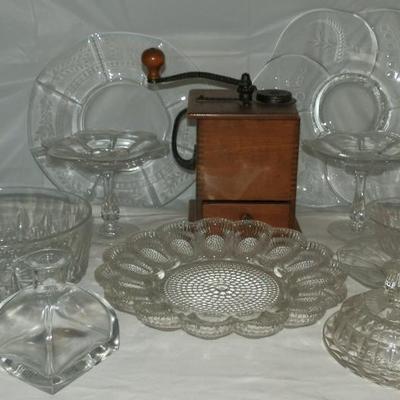 Mixed Lot of Glassware & Vintage Coffee Grinder - Lot 114