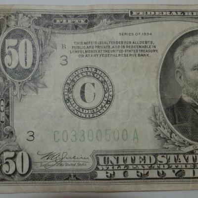 1934 The Federal Reserve Bank of Philadelphia Fifty Dollar Bill - Lot 87