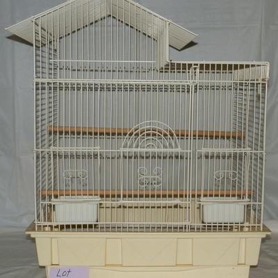 White Metal and Plastic Bird Cage - Lot 76