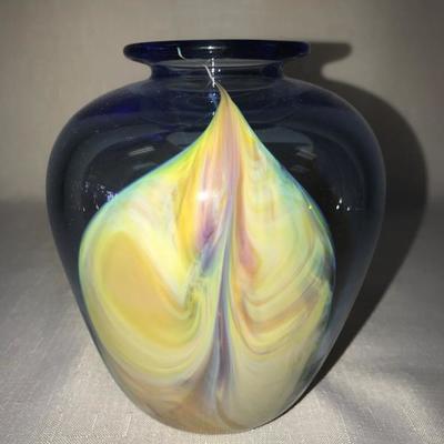 Sally Worcester Art Glass Vase Signed