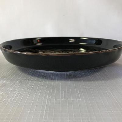 Asian Hand Pinted Shallow Dish Signed