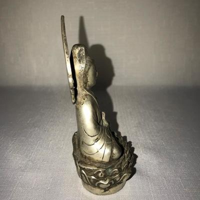 Asian Silver Goddess Figure Signed