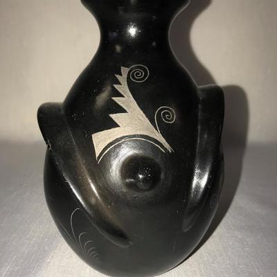 Tribal Black Carved Pottery Vase