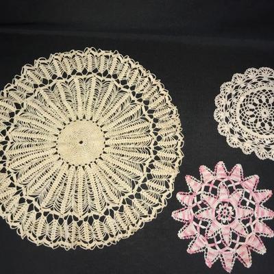 Hand Crocheted Table Doilies Lot of 3