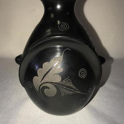 Tribal Black Carved Pottery Vase