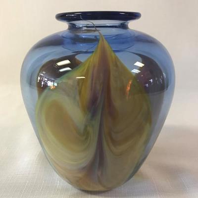 Sally Worcester Art Glass Vase Signed