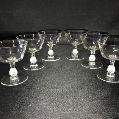 Hiesey Plantation Pineapple Pattern Parfait Glasses Lot of 6 unsigned