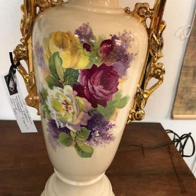 Vintage Floral Lamp w/Shade