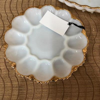 Milk Glass Collection Egg Dish Bowl Plate 