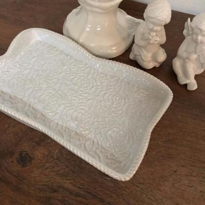 White Ceramic Collection Tray Angels 