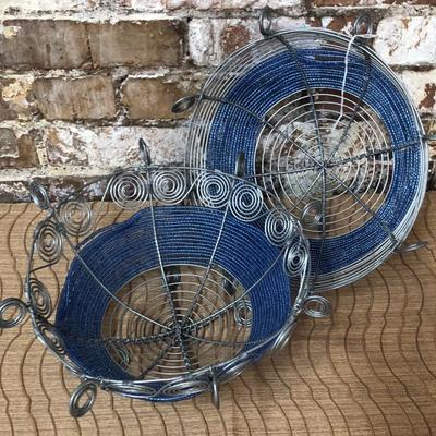 Blue Wire Bead Baskets 