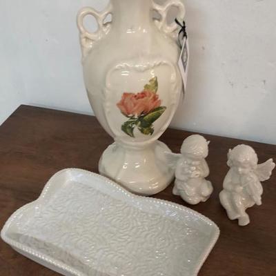 White Ceramic Collection Tray Angels 