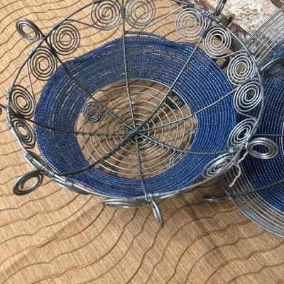 Blue Wire Bead Baskets 