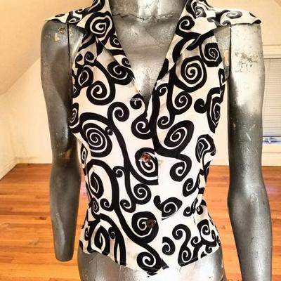 Vtg Katharine Hamnett London satin silk Saint tropez button top