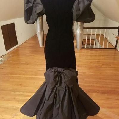 Vtg Victor Costa Bergdorf Goodman 5th Ave Runway Gown Velour/Taffeta Bow