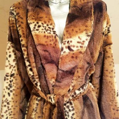 Vtg Faux Fur Animal Leopard print coat M
