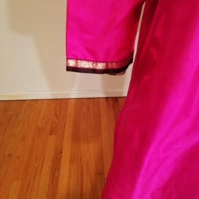 Vtg 1940's Polynesian raw silk Tunic and Pant ensemble hand embroidery/mirrors