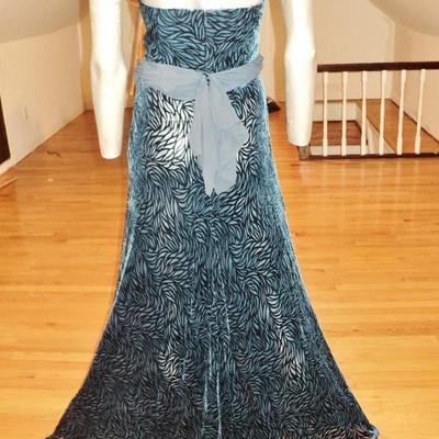 Vtg Chetta B. Strapless strapless trumpet gown embossed illusion velour 