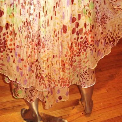 Anthropologie Twinkle by Wenlan silk chiffon high low dress leather lace front