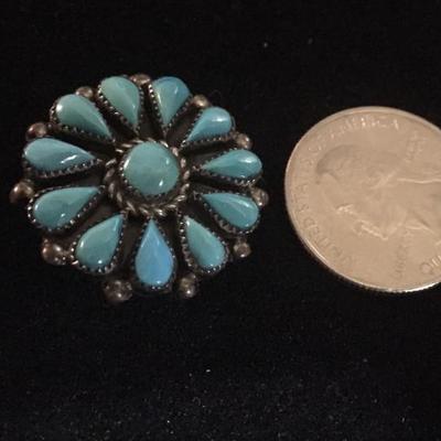 Beautiful turquoise and silver brooch