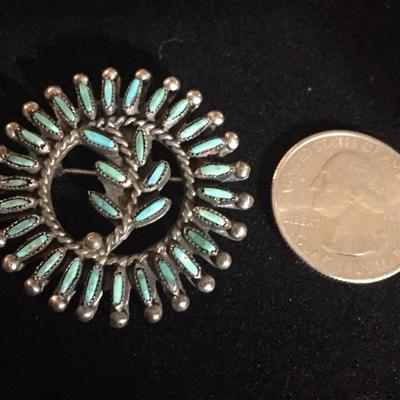 Beautiful turquoise Navajo brooch