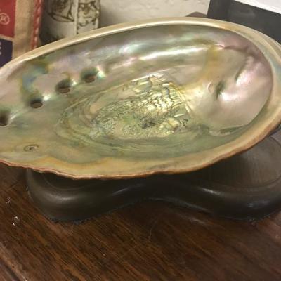 Gorgeous Abalone Shell on Wooden Stand (Item #111)