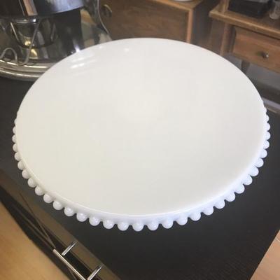Milk Glass Rotating Cake Server Signed 