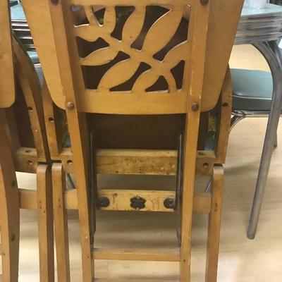 Pair Stakmore Folding Retro Islander Wooden Chairs (Item #124)